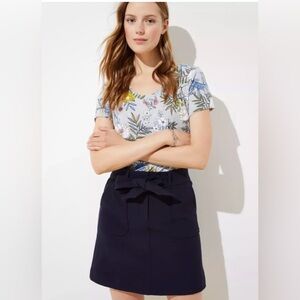 Ann Taylor LOFT Navy Blue Tie Waist Pocket Shift Skirt in Size 4